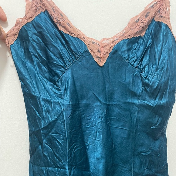 Silk lace camisole cami Blue and pink lace slip top - Picture 9 of 9